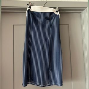 Pinstripe Navy Strapless Mini Dress
